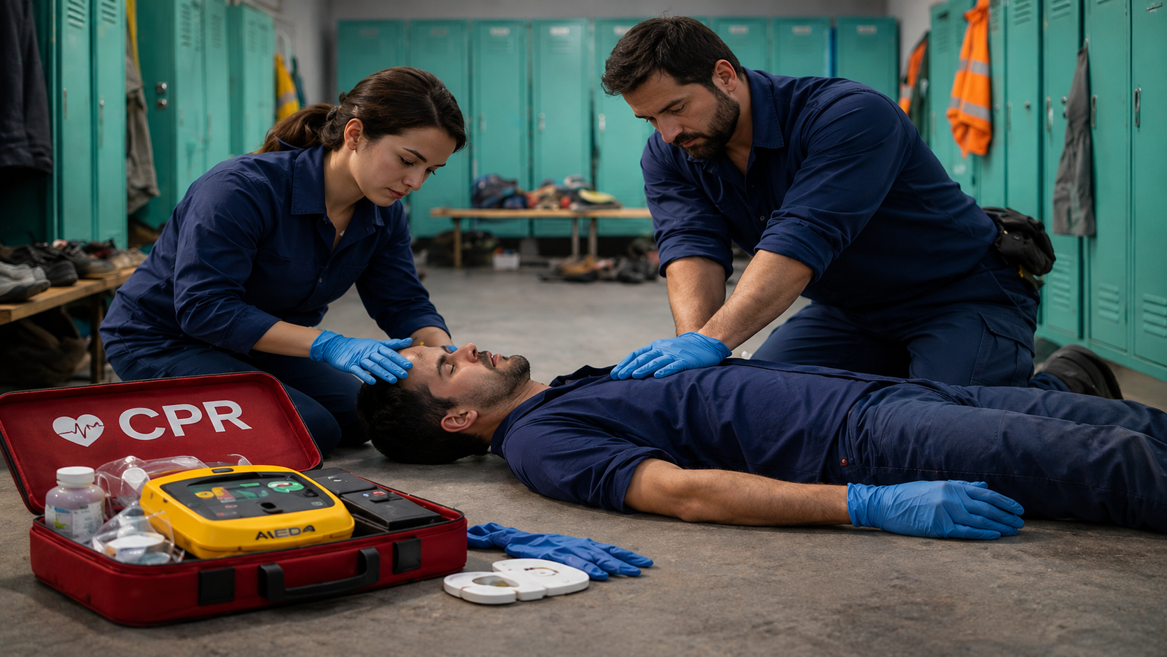 Catalogue illustration for basic life support and defibrillation